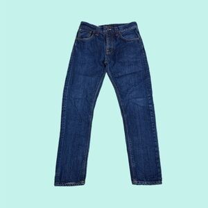 Nudie Jeans Co High Rise Ankle Slim Fit Straight Leg Jeans Blue Sz 28